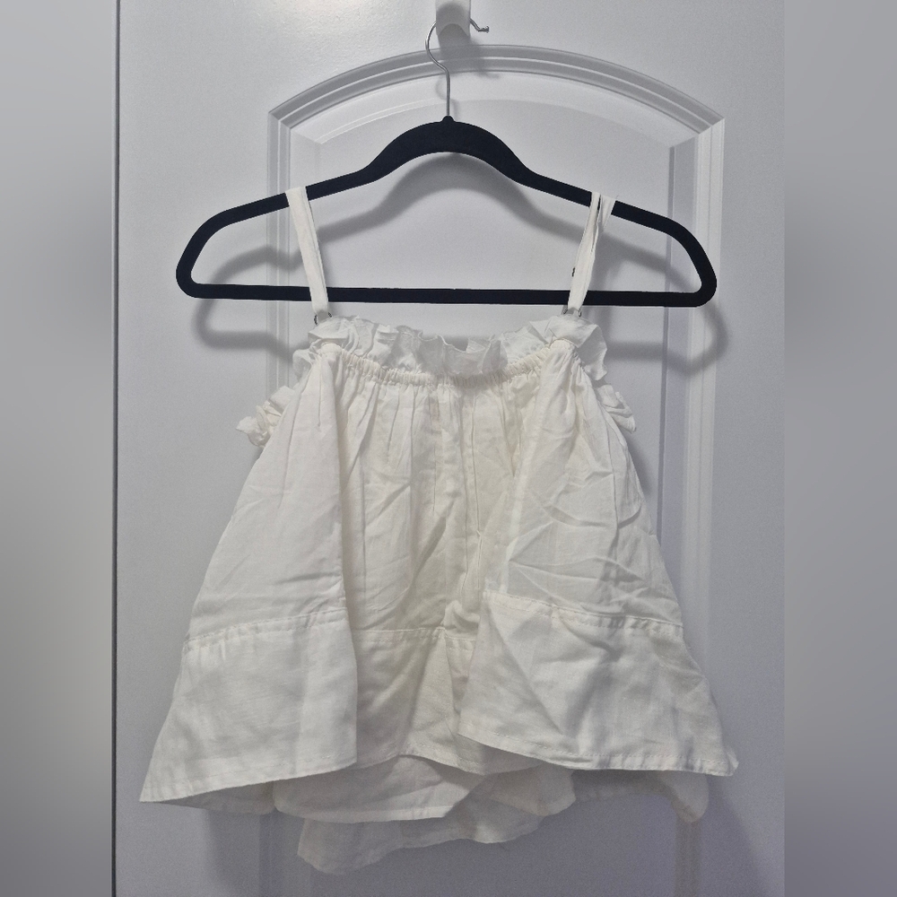 Pilcro By Anthropologie White Ruffled Camisole, Size Small - Picture 7 of 8